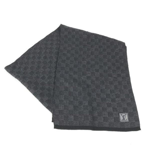 LOUIS VUITTON Damier Graphite Echarpes petit Damier Scarf Black/gray - Picture 1 of 14